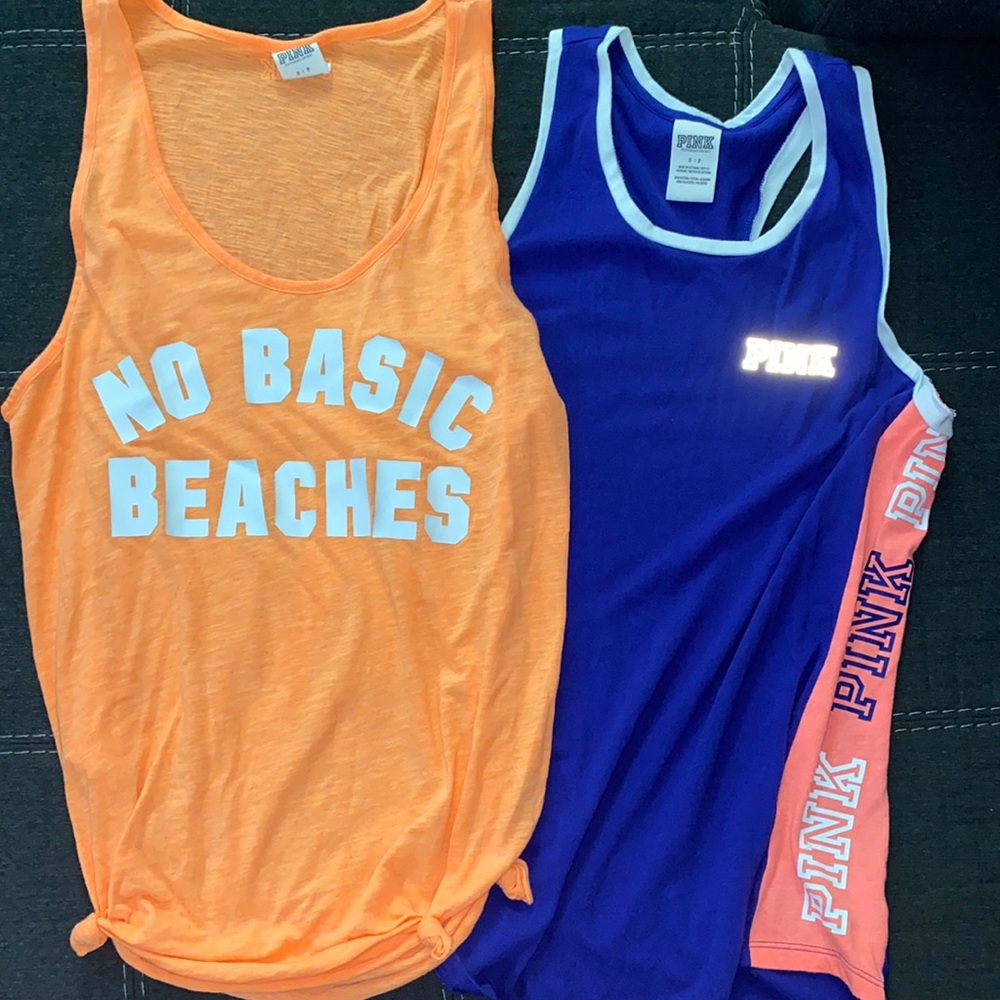 2 PINK tank tops size small